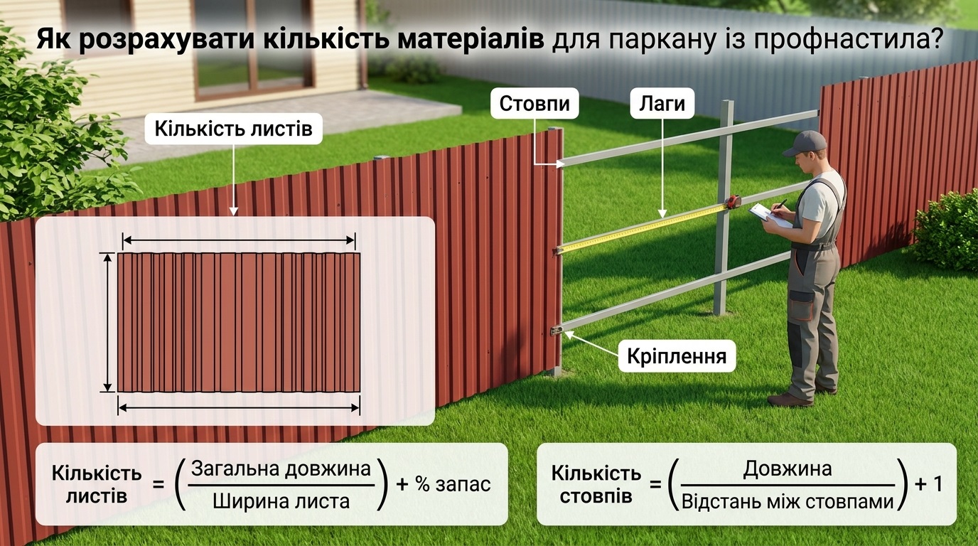 Як порахувати матеріали для паркану із профнастилу